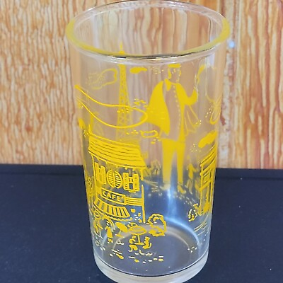 #ad Vintage Swanky Swig Juice Glass Yellow France French Magic Woman Man Cafe Yellow $3.97