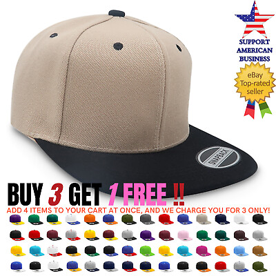 #ad Snapback Hat Hip Hop Solid Baseball Cap Men Plain Adjustable Army Hats Women $7.75