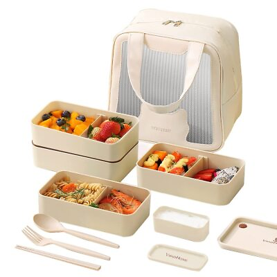 #ad Japanese Lunch Box with Chopsticks Microwave Safe Bento Lunch Box with Bag a... $31.31