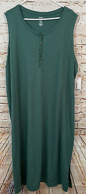 #ad NEW Sonoma Sleeveless maxi dress womens size 4X green tank modest minimalist $20.24