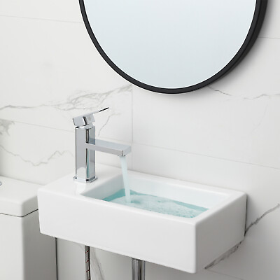 #ad Modern Bathroom Vanity Ceramic Vessel Sink Wall Mount Small Bathroom Wash Basin $46.99