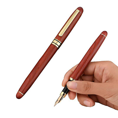 #ad Natural Red Wood Fountain Pen Ballpoint Pen Handmade Daily Writing Classic Gifts $12.90