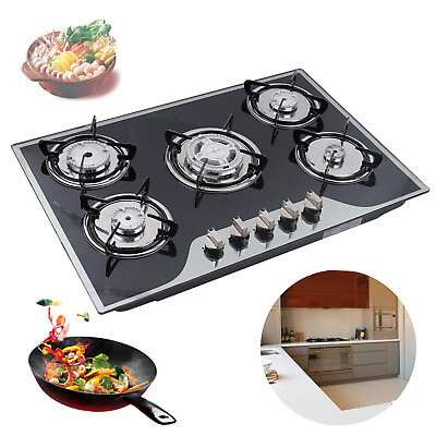 #ad 30In Cook Top Stainless Steel Built in 5 Burners Stove LPG NG Gas Cooker Hob $169.10