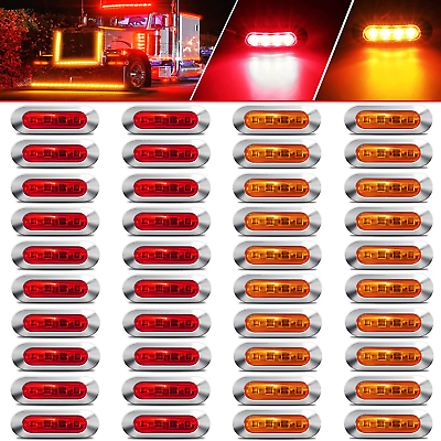 #ad 40PCS 20Amber20Red DC12V 24V LED Side Marker Indicator Lights Trailers Li $94.99