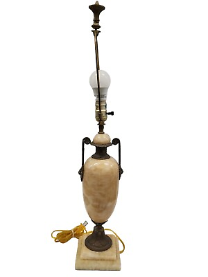 #ad Mid Century Italian Regency Onyx Marble and Brass Lionhead Desk or Table Lamp $1200.00