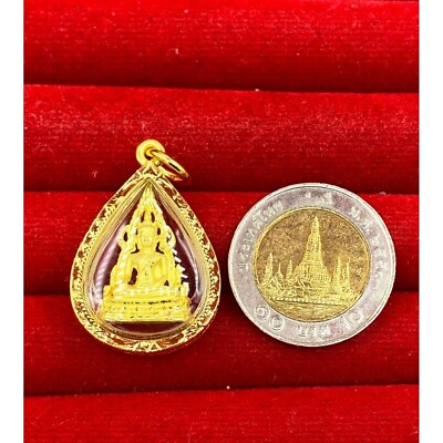 #ad Phra Phuttha Chinnarat Amulet Pendant Asian 22k 18K Thai Baht Yellow Gold Plated $35.89