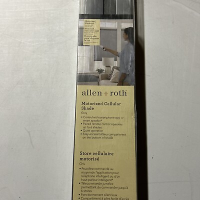 #ad Allen Roth 23x72 in Gray Room Darkening Cordless Motorized Cellular Shade $72.99