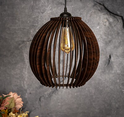 #ad Home decor wooden Ceiling Lamp Light Mid Century Handmade Lamp Lamp Shade $89.99