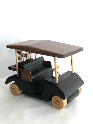 #ad Miniature Wooden Golf Cart 8”x4” Desk Decoration Or Shelf decor $15.00