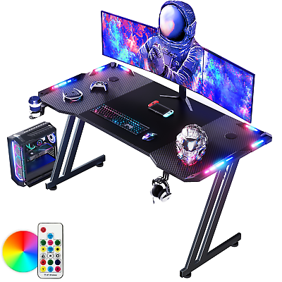 #ad 47 55 63 Inch LED Gaming Desk Gaming Table RGB Computer Desk Gamer Workstations $89.95