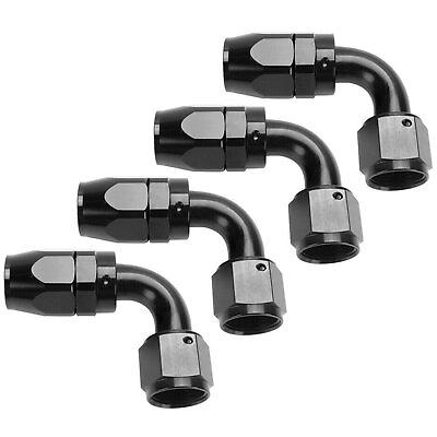 #ad 4PCs 6AN AN6 6AN 90 Degree BLACK SWIVEL FUEL OIL HOSE END FITTINGS ADAPTER $12.88