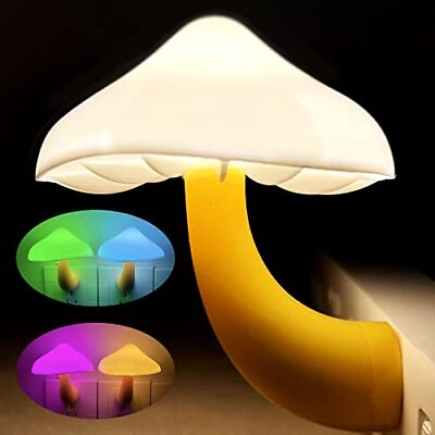 #ad Mushroom Sensor LED Night Light Plug in 7 Color Changing Magic Mushroom Lamp $10.69