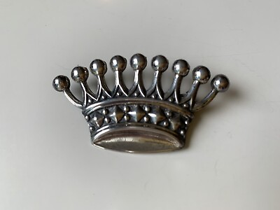 #ad Vintage Lang Sterling Crown Brooch Pin Unsigned $60.00