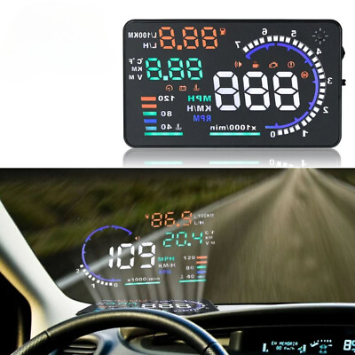 #ad OBD II Car HUD Head Up Display 5.5#x27;#x27; Dash Screen Digital Speedometer Projector $37.55