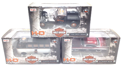 #ad 3 Maisto H D Custom Harley Davidson Collectible Car Toys Officially Licensed New $24.47