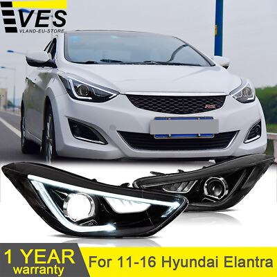 #ad Vland For 2011 2015 Hyundai Elantra Headlights Led DRL Projector Front Lamp LR $300.00