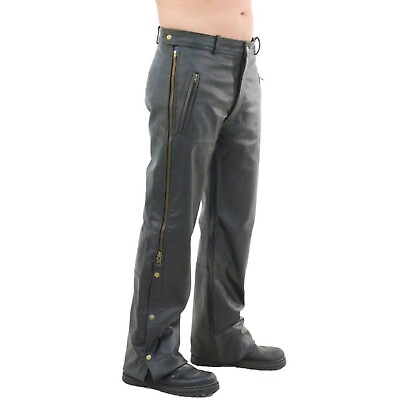 #ad Men Leather pant Chaps with side zip and snap button closure $118.00