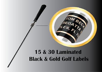 #ad Personalized Black and Gold Color INK SHAFT GOLF Club Labels With Any Name Info $7.99