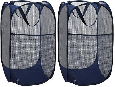 #ad Collapsible Mesh Pop Up Laundry Hamper with Wide Opening and Side Pocket – Br... $20.51