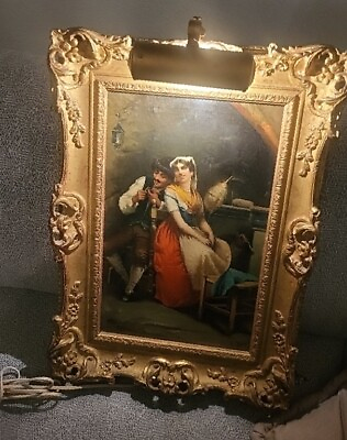 #ad Two 19th century f. pelusa oil painting $1000.00