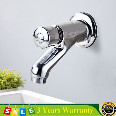 #ad Push Faucet SingleCold Stainless Wall Mount Self Closing Tap Basin Reduce splash $16.96