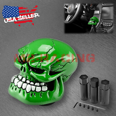 #ad Green Universal Manual Wicked Skull Head Gear Car Stick ShiFT Knob Shifter $16.98
