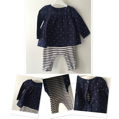 #ad Mamp;S baby girls polka amp; striped Playsuit outfit 0 3 Months GBP 2.50
