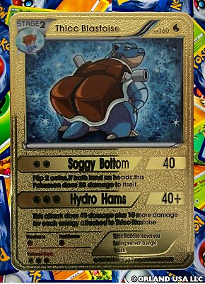 #ad Thicc Blastoise Gold Metal Pokémon Card Collectible Gift Display $10.99