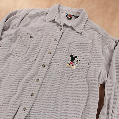 #ad vtg MICKEY unlimited wide wale corduroy shirt XL disney mouse embroidered $29.00
