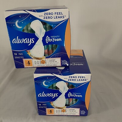 #ad Lot of 2 Boxes Always Infinity FlexFoam Pads Overnight Size 4 Total Count 26 Pad $17.80