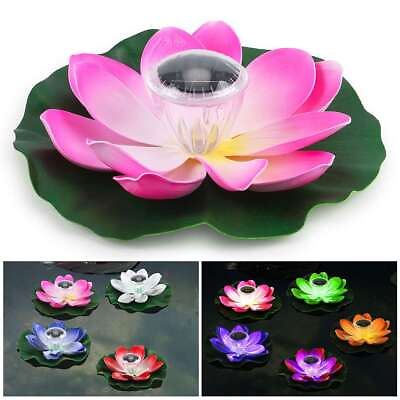 #ad Colorful LED Lotus Flower Light Floating Fountain Pond Garden Pool Lamp Outdoor $9.09