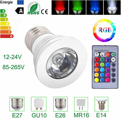 #ad RGB LED Spot Light Bulb Lamp Dimmable 5W E27 GU10 16Color Remote Control 110 220 $4.19