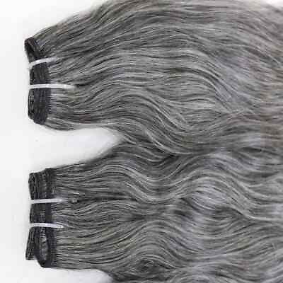 #ad Salt and Pepper Hair Extensions Wavy Indian Grey Human Hair Weaves Pack of 1 $117.00