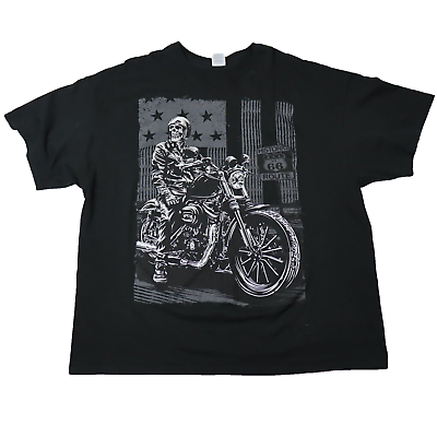 #ad Delta Pro Historic Route 66 Skeleton On Motorcycle Men#x27;s 3XL Black T Shirt XXXL $20.34