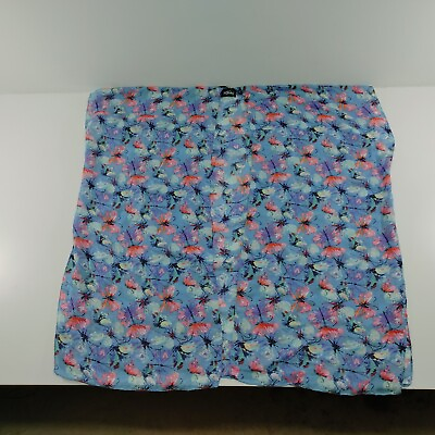 #ad Mossimo Women#x27;s Open Front Cover Up Light Blue Floral Sheer One Size $14.99