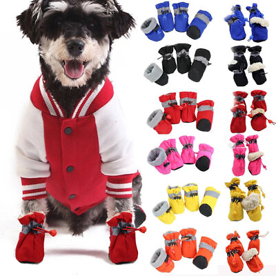 #ad 4pcs set Waterproof Pet Shoes Small Medium Cat Dog Anti slip Rain Boots Footwear $4.99