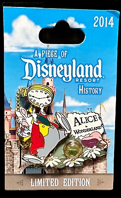 #ad Disney DLR LE Pin Disneyland Piece of History Alice Wonderland White Rabbit $63.75