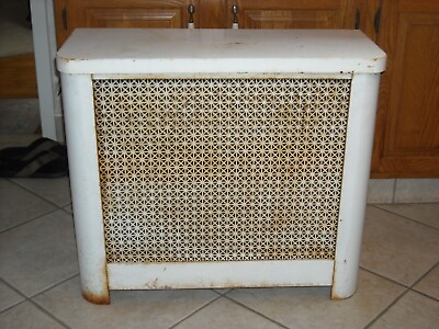 #ad VINTAGE METAL RADIATOR COVER amp; LID APPROX 27 3 4 X 24 X 11 NEEDS REFINISHING $249.99