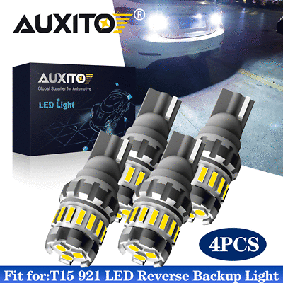 #ad Pack4 AUXITO 921 912 T15 LED Reverse Backup Light Bulb 2400LM 6500K Super Bright $12.99