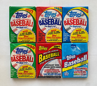 #ad Lot of 93 Vintage Topps Baseball Cards in Six Unopened Packs 1987 92 $12.49