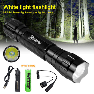 #ad TAC LED Flashlight Torch 2000LM Hunting Light Rechargeable On Off Mode Lamp $17.99