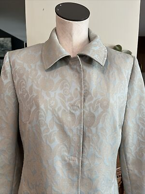 #ad Gallery Women’s Medium Robin Egg Blue Floral Print Snap Front Trench Jacket $24.99