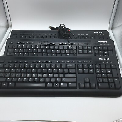 #ad Lot of 3 Microsoft Wired Keyboard 400 Black USB Free Shipping $27.99