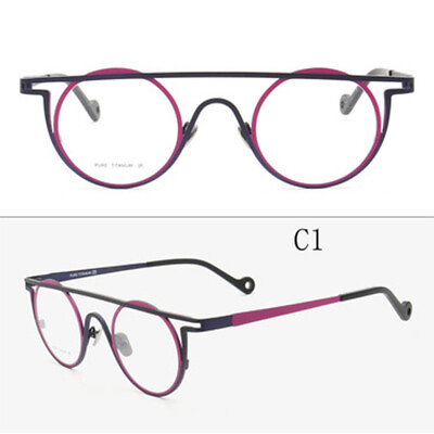 #ad Retro Women Pure Titanium Eyeglasses Frames Men Round Metal Glasses Frames $34.43