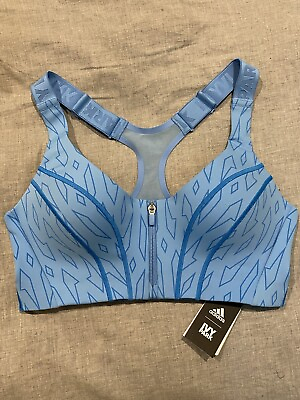#ad Adidas Originals Ivy Park Sports Bra NWT Blue Monogram US Medium Front Zip $65.00