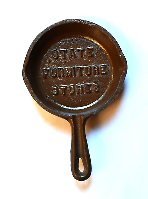 #ad Vintage Miniature Cast Iron Pan Advertising Furniture Stores North Carolina $40.00