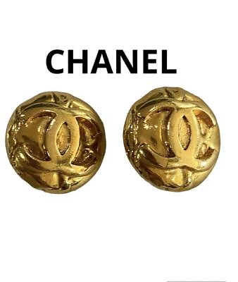 #ad CHANEL Earrings Gold Clip on Vintage Used $371.83