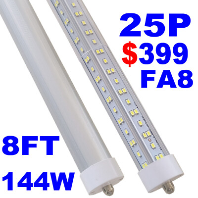 #ad 25Pack 8 Foot LED Shop Light 144W 8FT LED Tube Light Bulbs 8#x27; FA8 T8 Single Pin $399.00