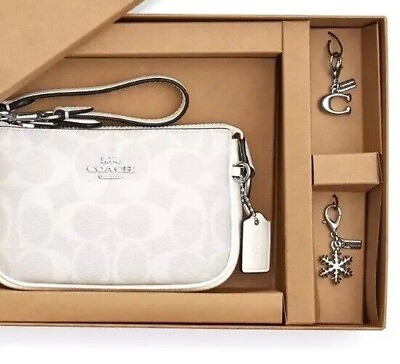 #ad COACH Boxed Nolita 15 Handbag Signature Pouch Charms Glacier White CN045 $218 $92.49