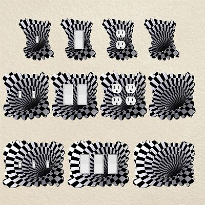 #ad Black Optical Illusion Wall Plate Switch Wallplates Outlet Rocker Cover Gang $16.99